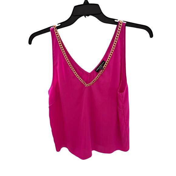 Generation Love Women's Medium Hot Pink Sleeveless Dallas Chain V-Neck Top - Picture 4 of 8